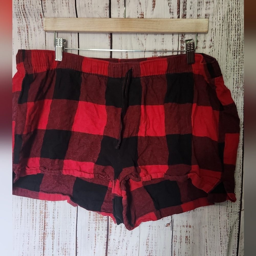 Old Navy Red and Black Plaid Pajama Shorts
